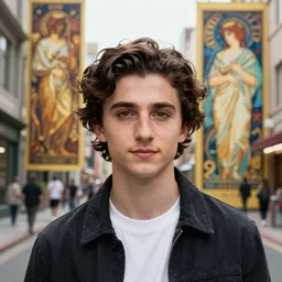 timothee chalamet, hyperrealistic portrait, bladerunner street, art of elysium by jeremy mann and alphonse mucha, fantasy art, photo realistic, dynamic lighting, artstation, poster, volumetric lighting, very detailed face, 4 k, award winning