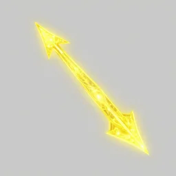 a magic arrow soaring through the air, arcane spell, vibrant yellow colors, plain background, digital art
