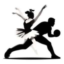 ballerina in rushing linebacker pose vector logo, professional sports style, flat colour, svg, professional, sharp edges