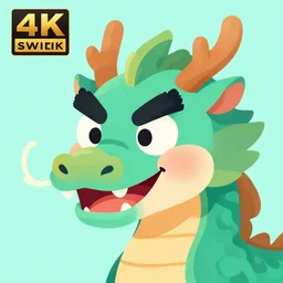 playful, happy, cheeky asian dragon's head close up looking left, vector art, artstation, award winning, 4 k
