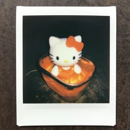 kitty in a lava tank, polaroid