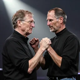 steve jobs wrestling bill gates, quality photo,