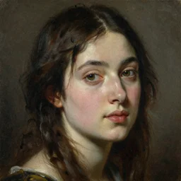 a portrait of beautiful woman!! art by rembrandt!! intricate. ultra detailed, oil on canvas, wet - on - wet technique, pay attention to facial details, highly realistic, dynamic lighting, intricate textures, illusionistic detail,