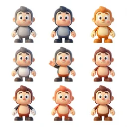 game asset sheet, material study, 2 d sprite, stylized characters from a flisher cartoon