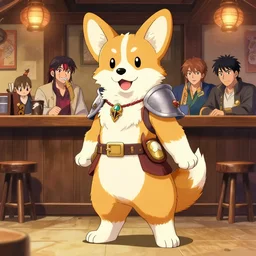 full body character portrait of a female anthro corgi fursona as a paladin in a tavern, color page, tankoban, 4 k, tone mapping, doll, akihiko yoshida, james jean andrei riabovitchev marc simonetti, yoshitaka amano, h. hydrochaeris