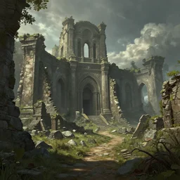an ancient ruins in style of Zdislaw Beksinski,National Geographic photograph Greg Rutkowski ArtStation, Deviantart HD screenshot