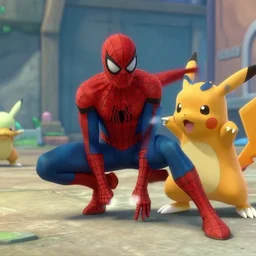 still frame image from live action spiderman fighting pokemons