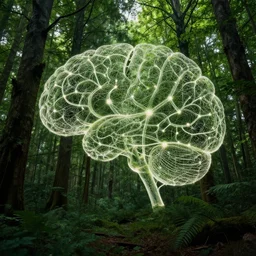 a forest that looks like a neural network of a brain.