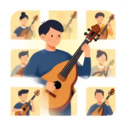ui art icon for a lutenist, victo ngai, kilian eng, lois van baarle, flat
