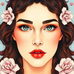 hydrogen. beautiful, realistic symmetrical portrait painting by mucha and kuvshinov and bilibin. synthwave watercolor, thick linings, manga