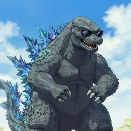 godzilla wearing sunglasses anime