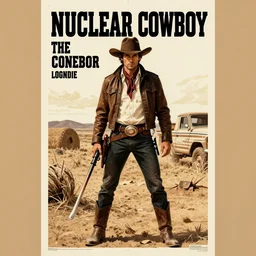 a poster for a 1 9 6 0 s spaghetti western called the nuclear cowboy