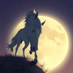 a horse, grazing on the moon, trending on artstation, anime style