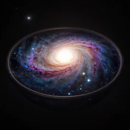 a bowl filled with galaxies, digital art, harsh lighting