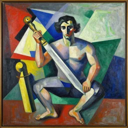 the beautiful masterpiece painting the knifegrinder by kazimir malevich, 1 9 1 2, cubofuturism