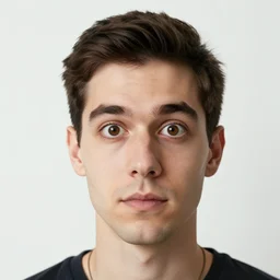 stock image of a man starring at the camera, eyes wide open, 4 k