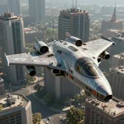 Extreme long shot of a CGI Combine Jet trooper flying over City 17, from Half-Life 2, 3D rendered model, octane render, unreal engine, 4k, hi-res, detailed picture, hyper realistic, polished, photoshopped, attention to background detail, by Visualdon