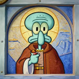 A mosaic of Squidward Tentacles as a saint