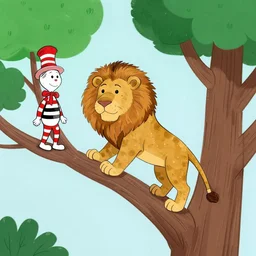 a lion climbing a tree by dr. seuss
