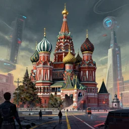 moscow in future, kiber punk, greg rutkowski