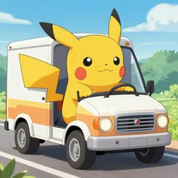 Pikachu driving the a-team truck
