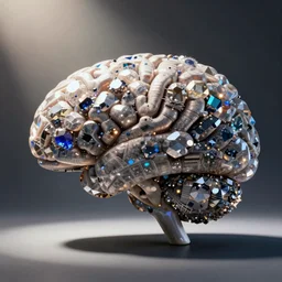 a brain made of mineral crystals, photography, scientific