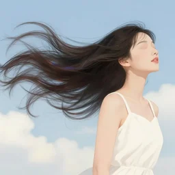 a classical beauty with long hair flew into the sky, and her long hair was woven with clouds ， holographic 🌠 wind convergence digital matte illustration, pastiche by dan mumford, pastiche by cyril rolando, pastiche by victo ngai, precise and intricate linework, art nouveau cosmic nebula 4 k detailed matte illustration trending on illustrationx, cgsociety