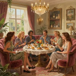 fancy place we're all the important peoples are having funhighly detailed digital painting art