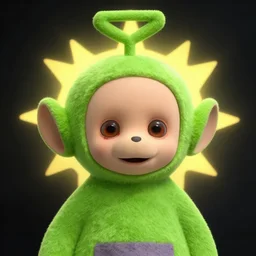 sun from teletubbies with bloodshot eye, horror, creepy, dark