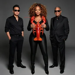 ultrawide angle colour portrait masterpiece photography of oprah winfrey holding a lobster full body shot by annie leibovitz michael cheval miho hirano moebius josh kirb