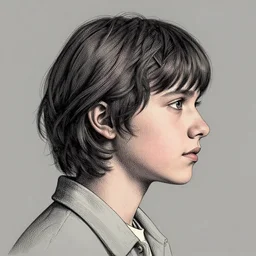 beautiful side portrait of Eleven from Stranger things by ((((martine johanna)))), artstation winner,figurativism!!!, portrait, lines!!-n6