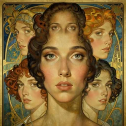 an art nouveau, ( streamline moderne ), multi - ethnic and multi - racial portrait in the style of charlie bowater, and donato giancola, and charles dulac. very large, clear, expressive and intelligent eyes. symmetrical, centered, ultrasharp focus, cinematic lighting, photorealistic digital matte painting, intricate ultra detailed background.