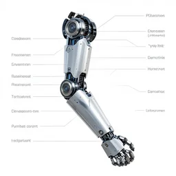 parts diagram of a cybernetic arm with parts labeled, intricate and detailed assembly drawing of a cybernetic arm 🤖 hand 🦾, photorealistic, symmetrical fine details, full color, jaw dropping details, fantasy concept art, hyper realistic illustration, 8 k, artstation