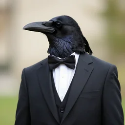 Crow in a suit and bowtie