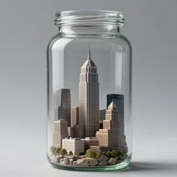 a city in a glass jar