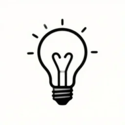 light bulb and heart logo, black and white, vector, line art