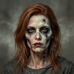 color head portrait of serbian actress branka katic as a zombie, 7 days to die zombie, gritty background, fine art, award winning, intricate, elegant, sharp focus, cinematic lighting, digital painting, 8 k concept art, art by michael hussar, art by brom, art by guweiz and z. w. gu, 8 k