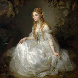 a beautiful elf princess by Edgar Maxence and William-Adolphe Bouguereau