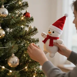 Gizmo decorating a Christmas tree, soft light, highly detailed