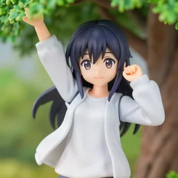 complete figure of tree chan wearing a comfy blouse, tsurime eyes, tareme eyes, eyes by kon satoshi, personification, dynamic pose, amiami, aniplex, kotobukiya, good smile company, beautiful composition, 4 5 mm lens, focal length 2, telephoto lens, hdr, iso 1 0 0 single point focus, vcr camera