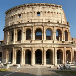 homo stat prope domum suam modicam, roma antiqua, architectura mediterranea priscorum temporum, hic stat superbe ubi vivit et amat. digital art.
