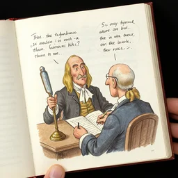 satirical cartoon by a writer in the margins of a commonplace book