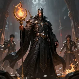 complex 3 d render hyper realistic illustration of a powerful necromancer, d & d, medieval fantasy, epic scene, art by takeshi obata + billelis