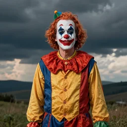photo steven colbert, dressed in a clown costume, octane render
