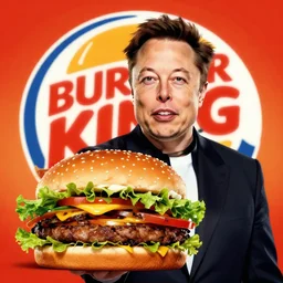 elon musk as a burger king, digital art