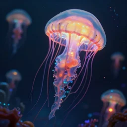 photorealistic alien jellyfish world in the style of greg rutkowski and michael whelan. hyperdetailed photorealism, 1 0 8 megapixels, amazing depth, glowing rich colors, powerful imagery, psychedelic overtones, 3 d finalrender, 3 d shading, cinematic lighting, artstation concept art