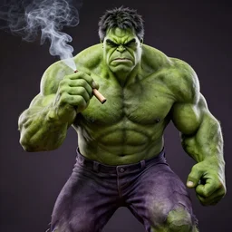 Hulk smoking big joint,