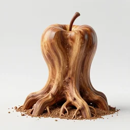apple wood with extraordinary style and details, full length, roots and particles, hq, photography, hq, octane render