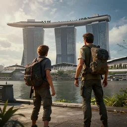 establishing shot of a Singapore, an epic fantasy, dramatic lighting, cinematic, extremely high detail, photorealistic, cinematic lighting, matte painting, artstation, by simon stalenhag, Uncharted 4: A Thief's End