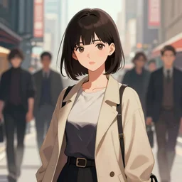 elegant girl in urban outfit, cute fine face, rounded eyes, digital painting, fan art, pixiv, by ilya kuvshinov, katsuhiro otomo ghost in the shell, magali villeneuve, artgerm, jeremy lipkin and michael garmash and rob rey